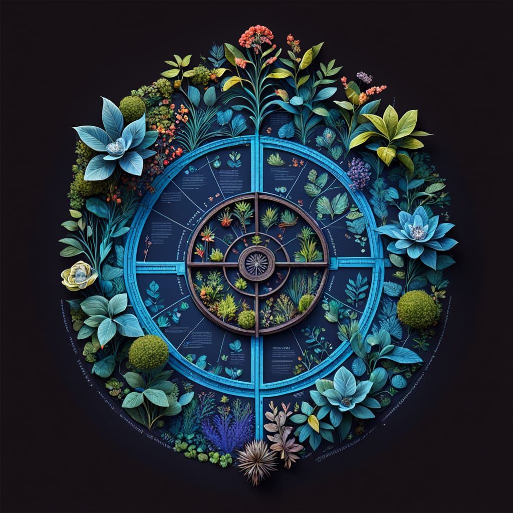 Ornate Botanical Infographic of a Walled Garden