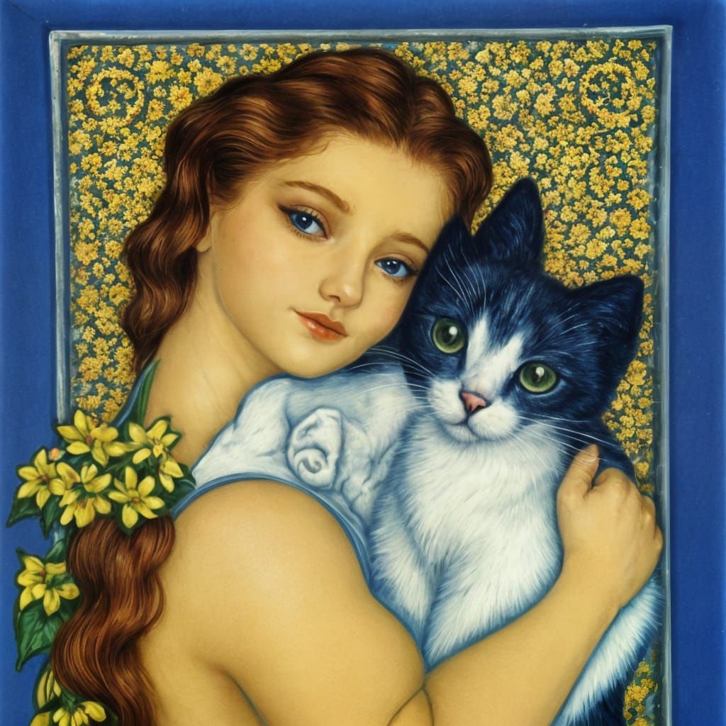 Enameled Glass Cat Figurines in Post-Impressionist Style