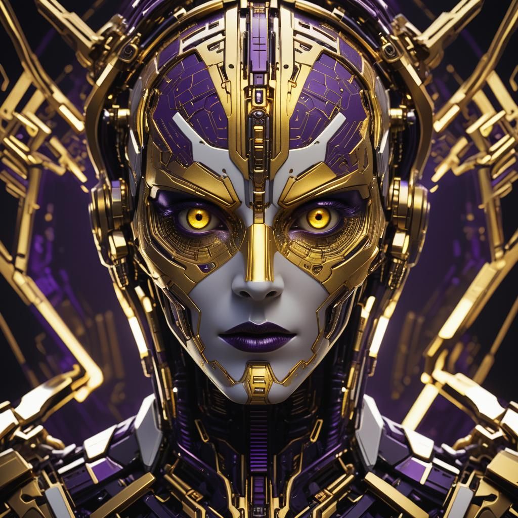 Cybernetic Entity with Intense Gaze in Dark Futurism Style