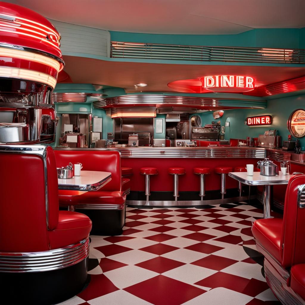 Retro 1950s American Diner Illustration