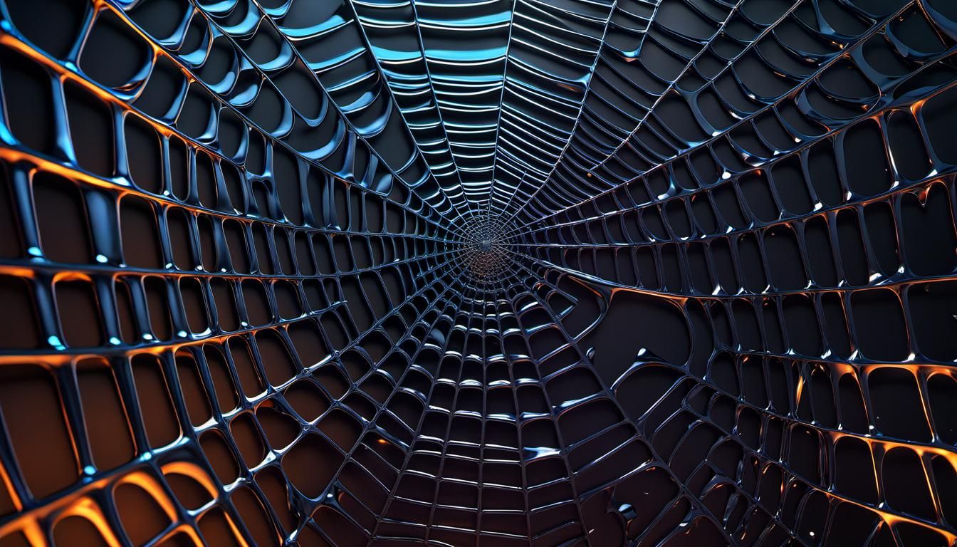 Hyperrealistic Black Crystal Spiderweb in Liminal Space