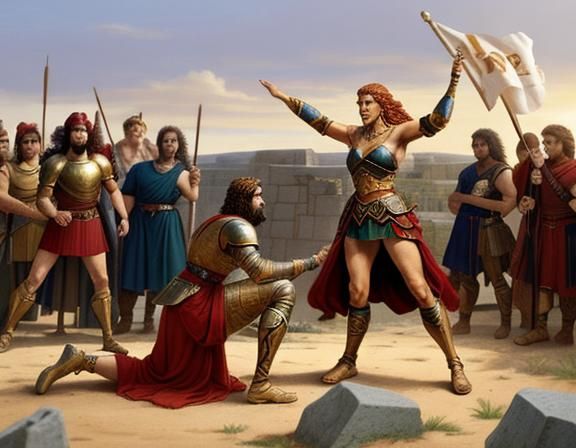Female Warrior's Defiant Stand Before Troy