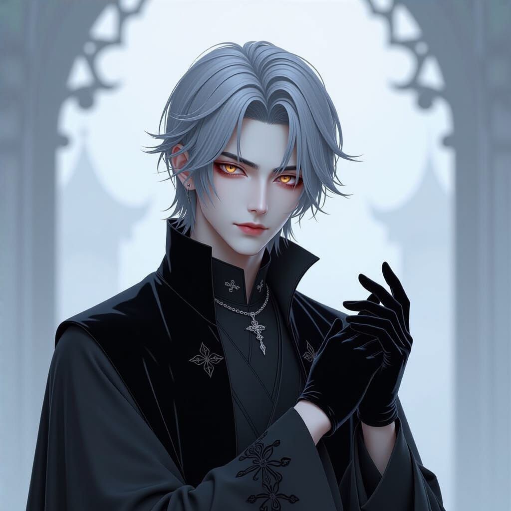 Asian Vampire Portrait in Anime Art Style