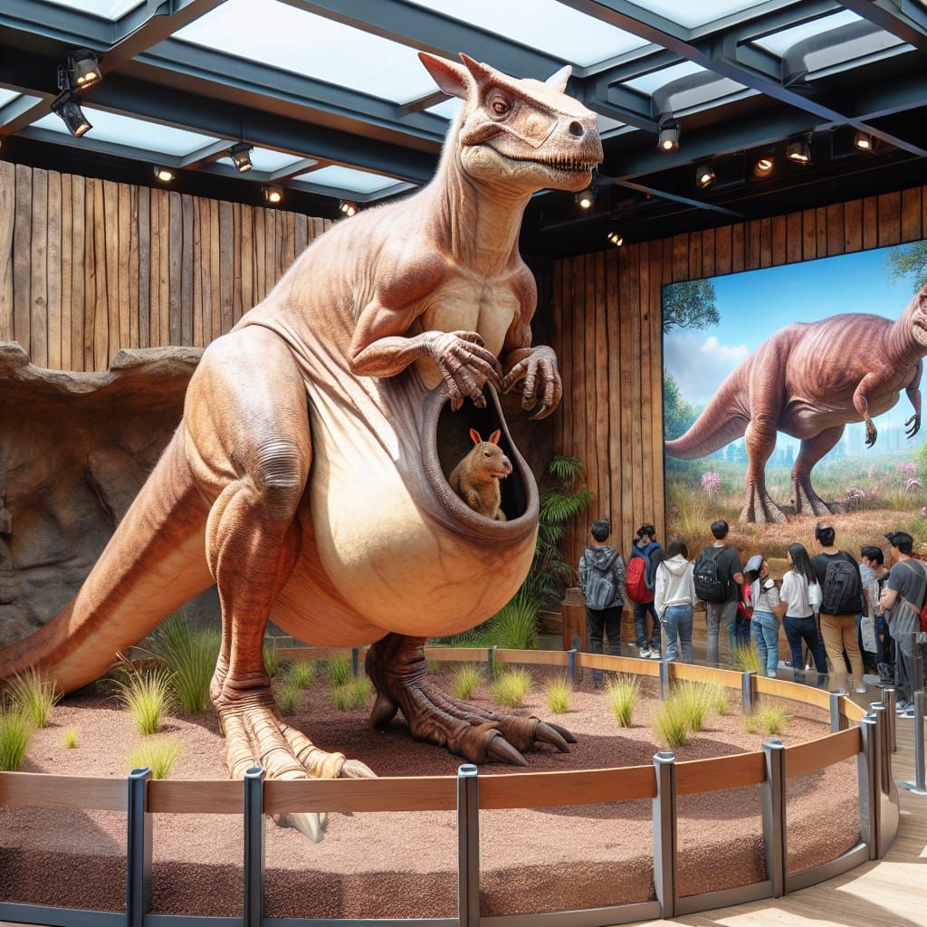 Realistic Marsupial Creature in Zoo Enclosure