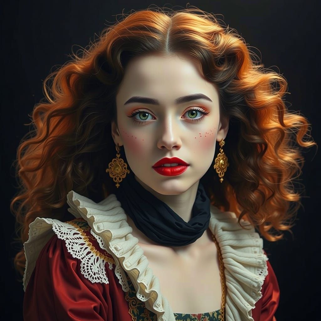 Baroque Fashion Portrait in Luxurious Golden Light