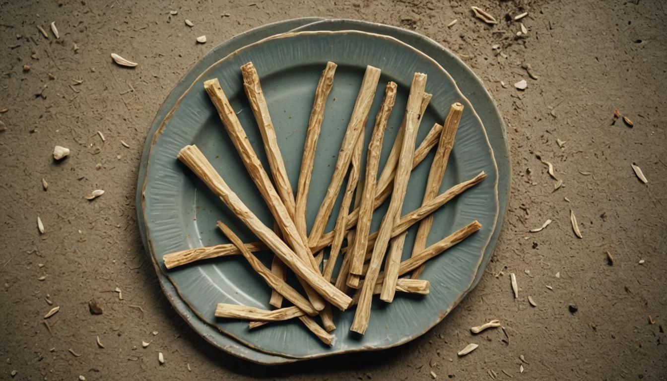 Twigs on Plate: Cinematic Film Still