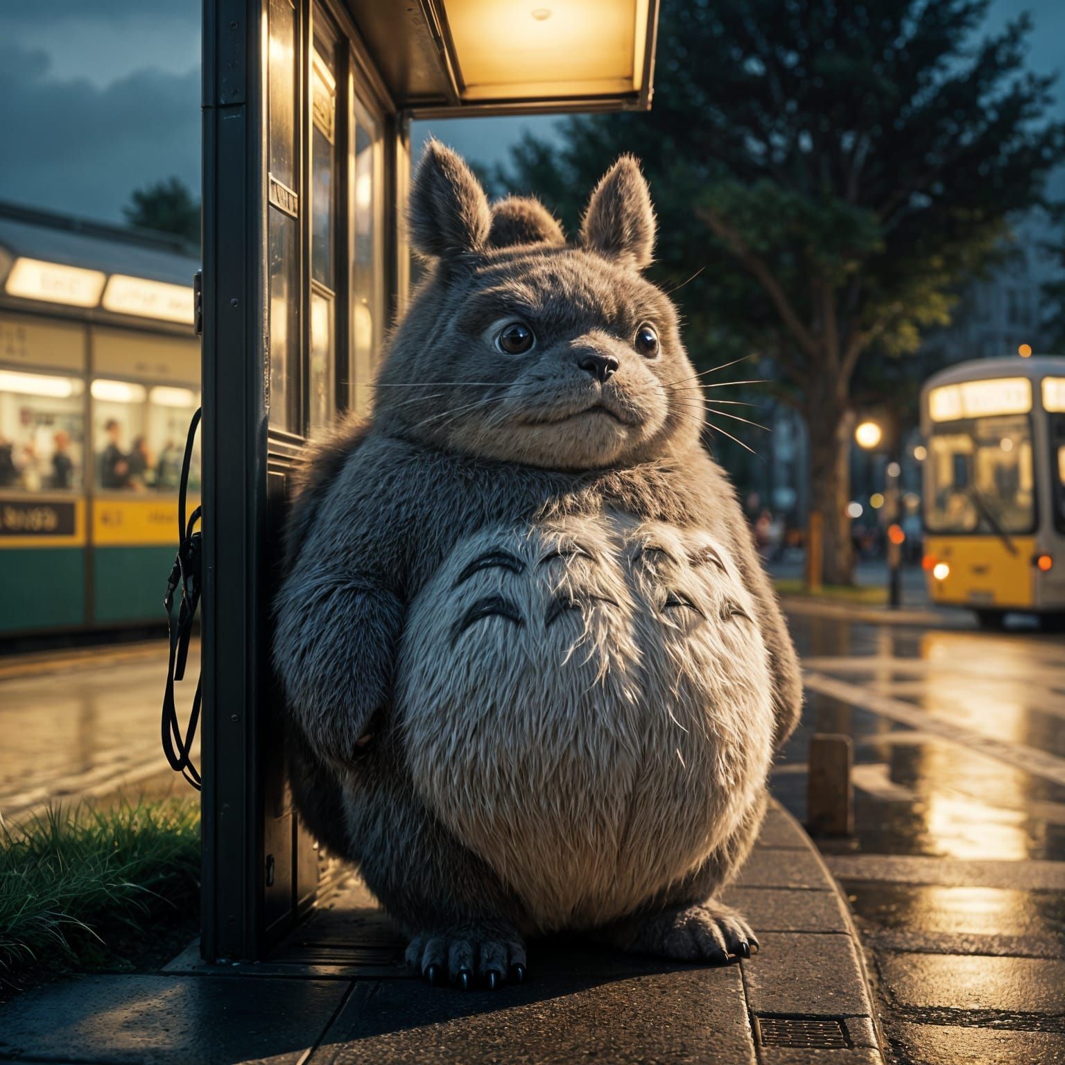 Hyperrealistic Totoro Portrait in Cinematic Twilight