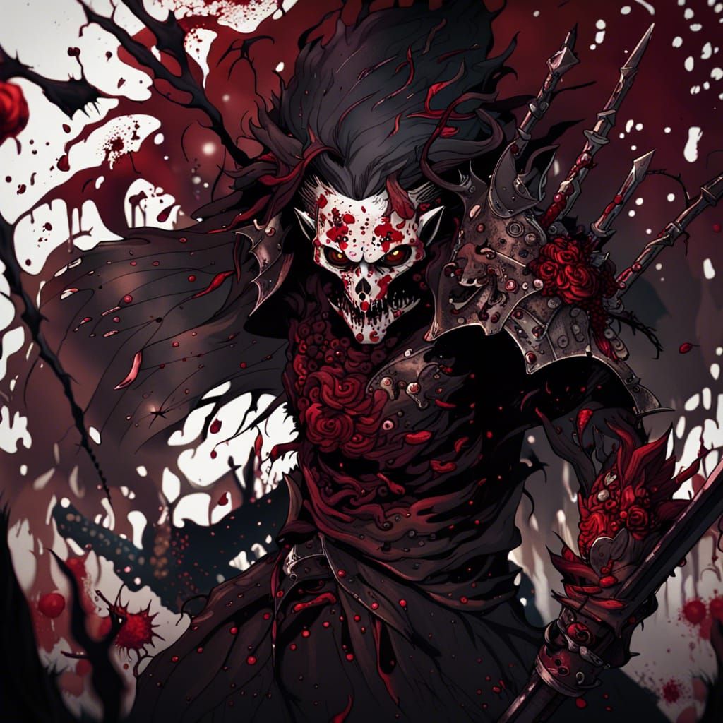 Bloody Demon Slayer in Detailed Matte Painting