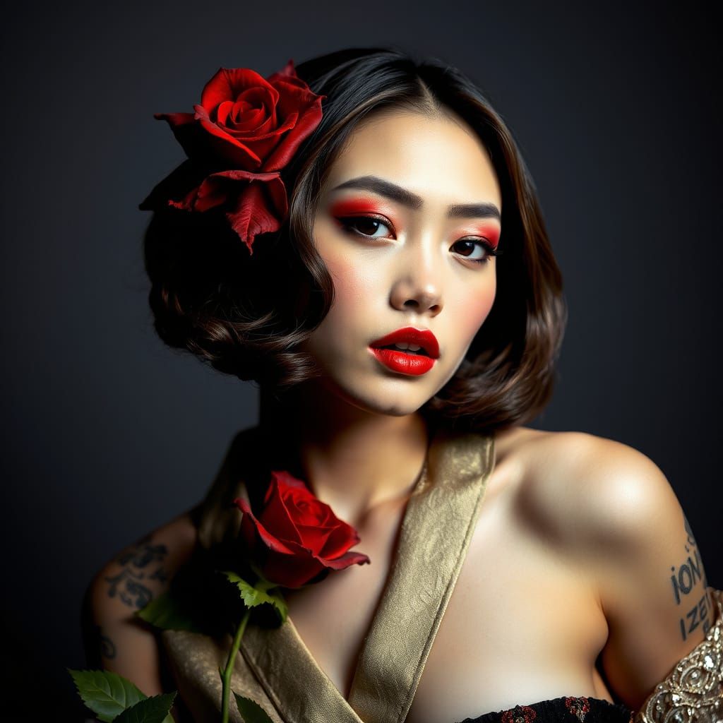 Provocative Shadow Essence of a Japanese Woman