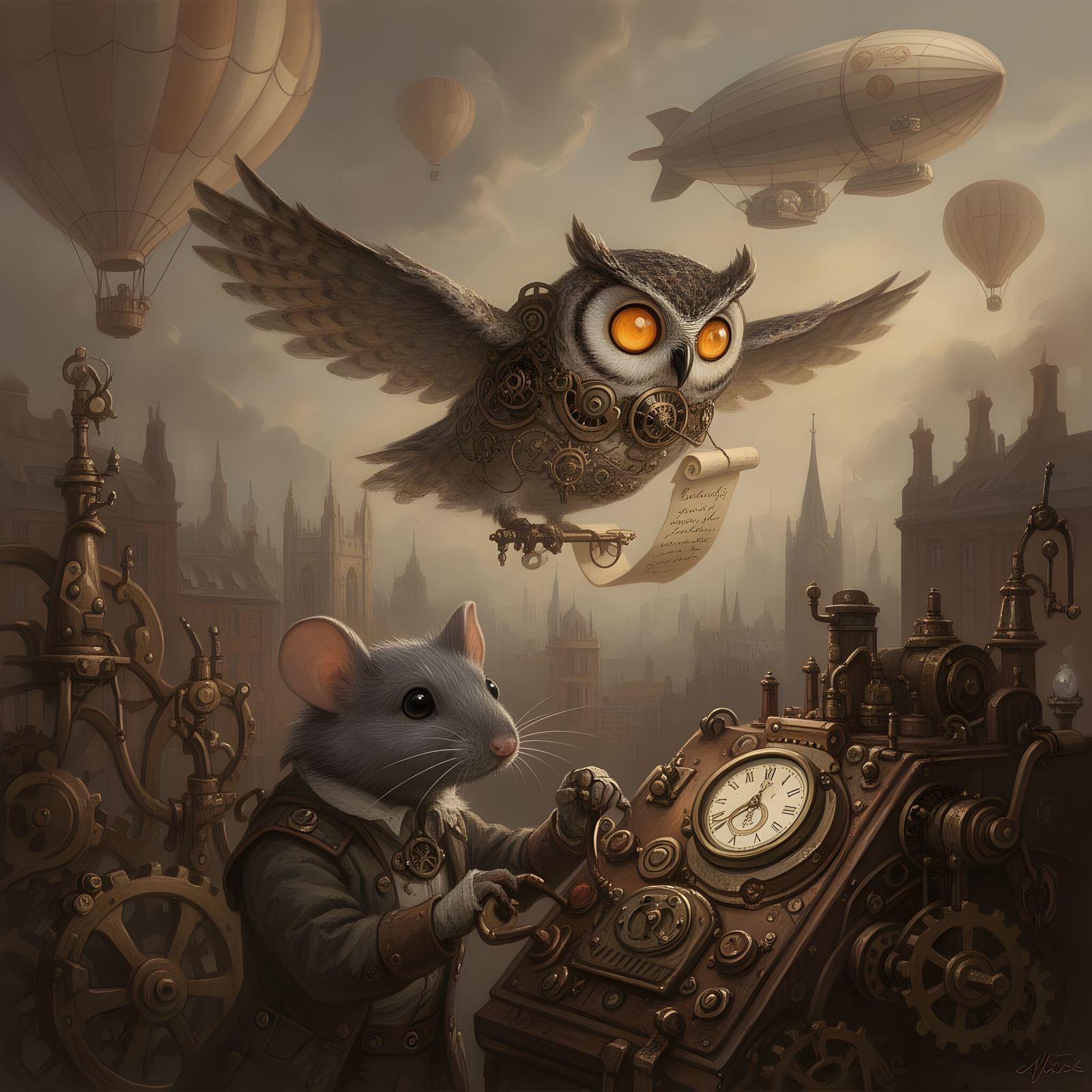 Steampunk Owl Delivers Message Over Victorian London