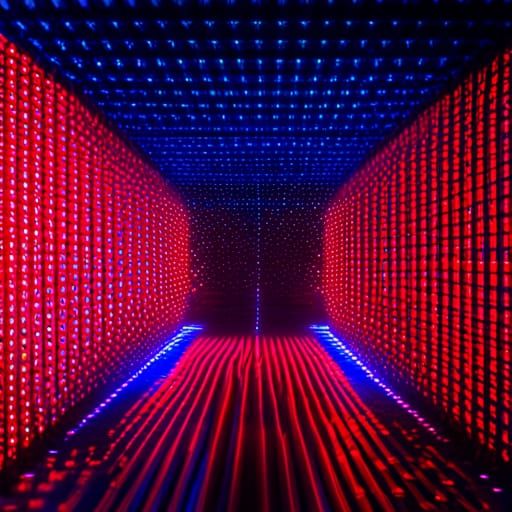 Red and Blue Neon Infinity Mirror Photography