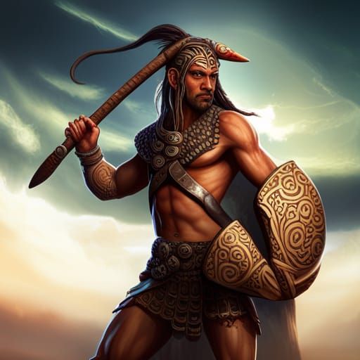 Maori/Aztec Elven Warrior Concept Art