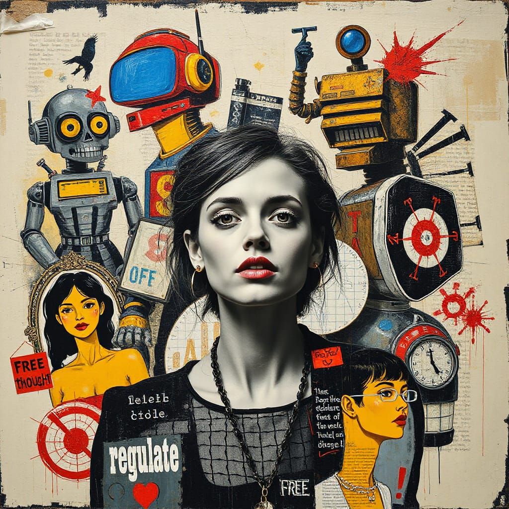 Woman in Chaotic Neo-Expressionist Digital Art