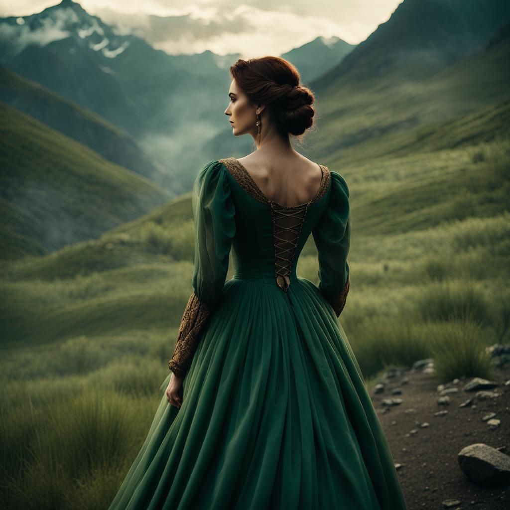 19th Century Woman in Mountain Landscape