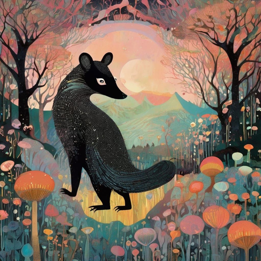 Charming Skunk in Pastel Colors: Whimsical Illustration