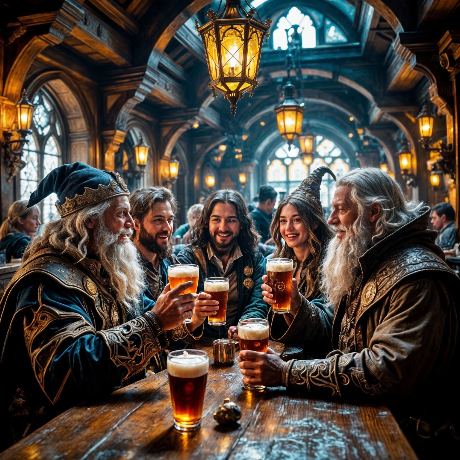 Fantasy Tavern Scene: Butterbeer and Merriment