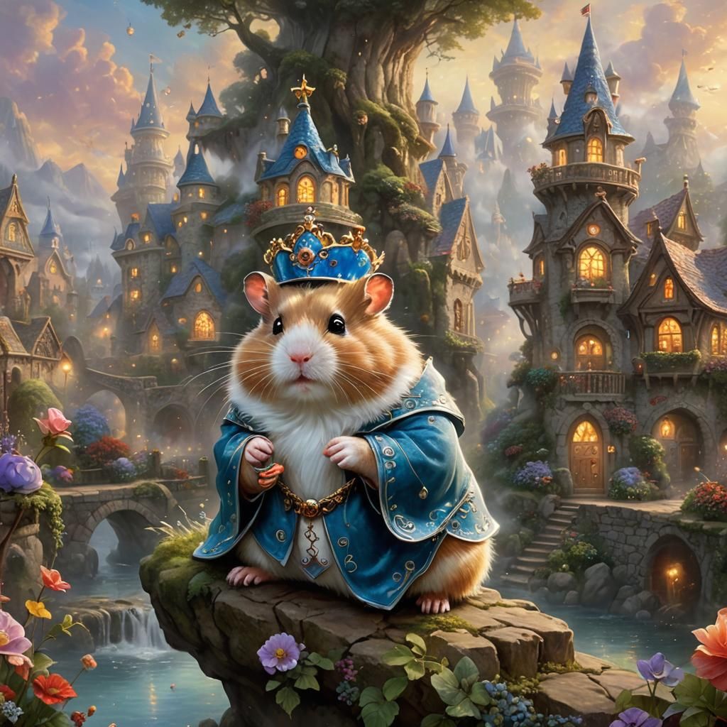 Hamster King in Ethereal Fantasy Style