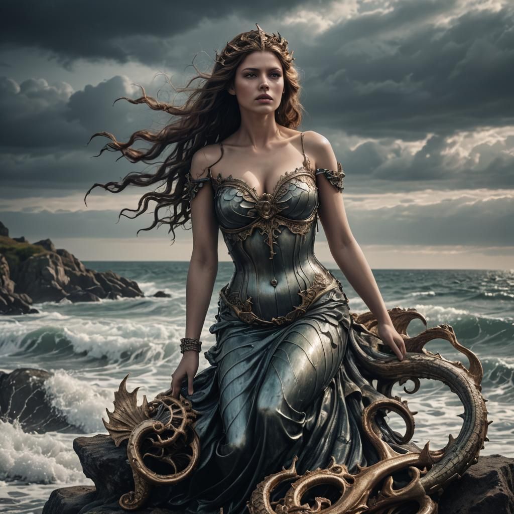 Hyperrealistic Siren by the Sea: 64 Megapixels