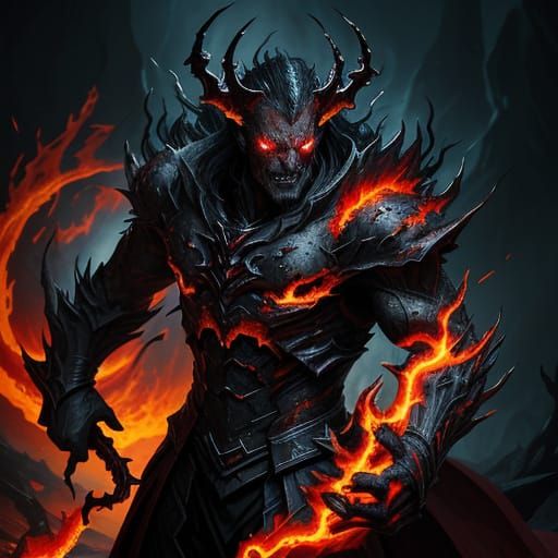 Fiery Chaos Overlord in Dark Fantasy Style