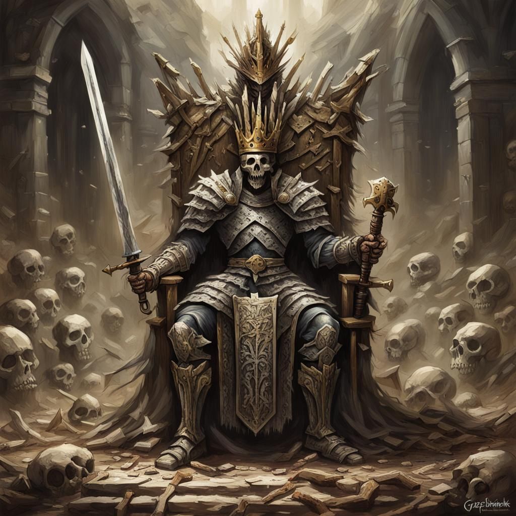 Battle Scarred King on Bone Throne