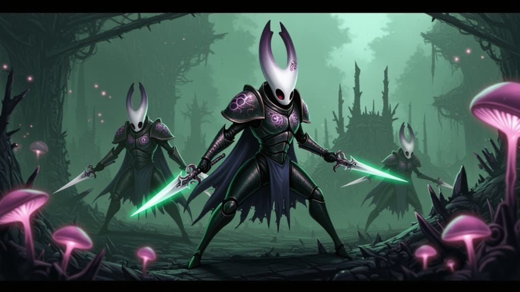 Eldritch Warriors in Desolate Sci-Fi Landscape