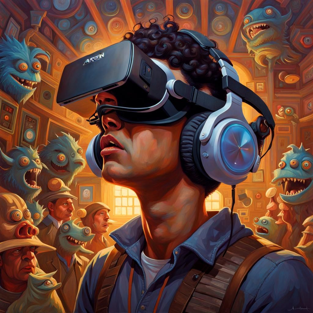 Immersive VR Gaming Portrait in Hyperrealism Style
