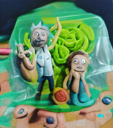 Rick and Morty as Plasticine Figures