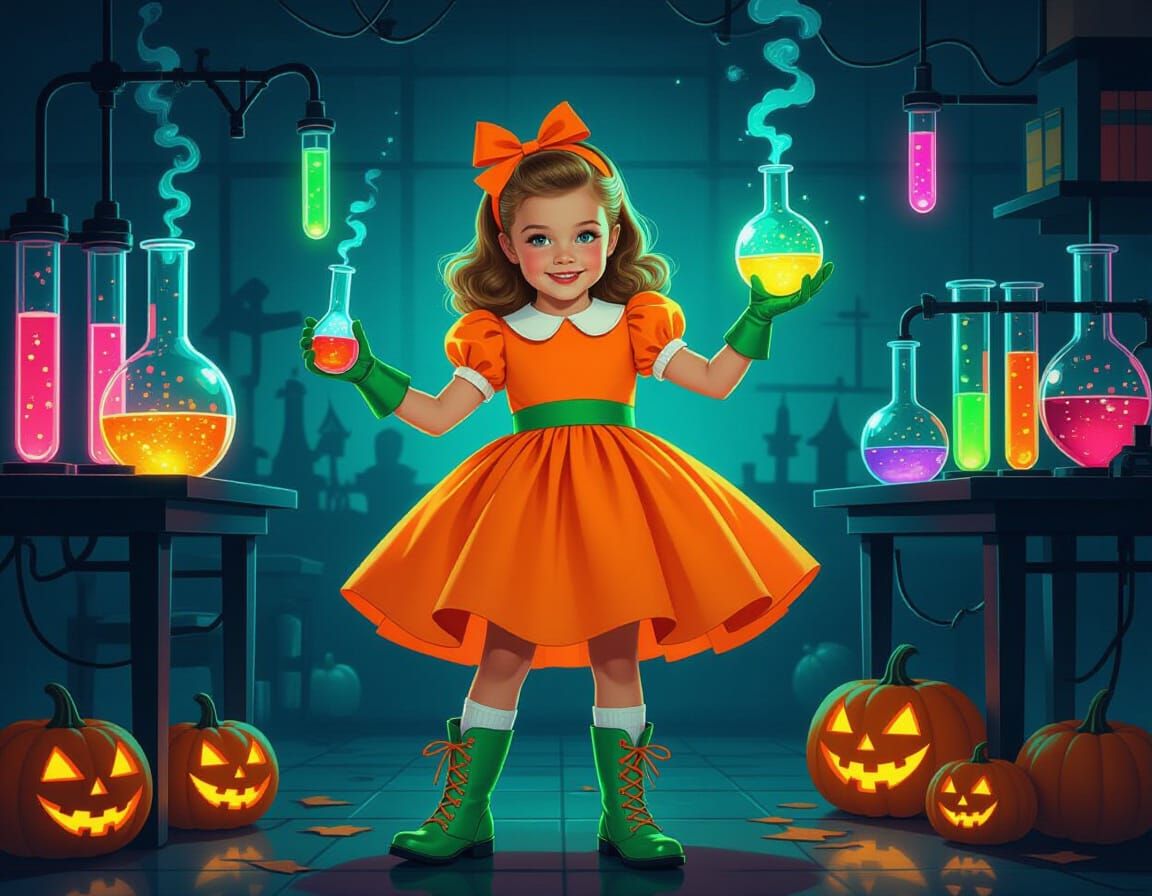 Halloween Celebration in Retro Pin-Up Style