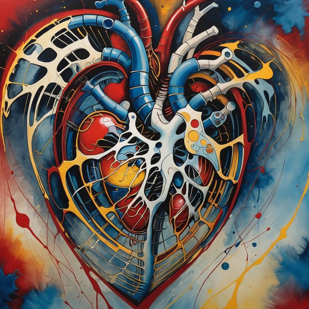 Steelers Heart in Abstract Expressionism Style