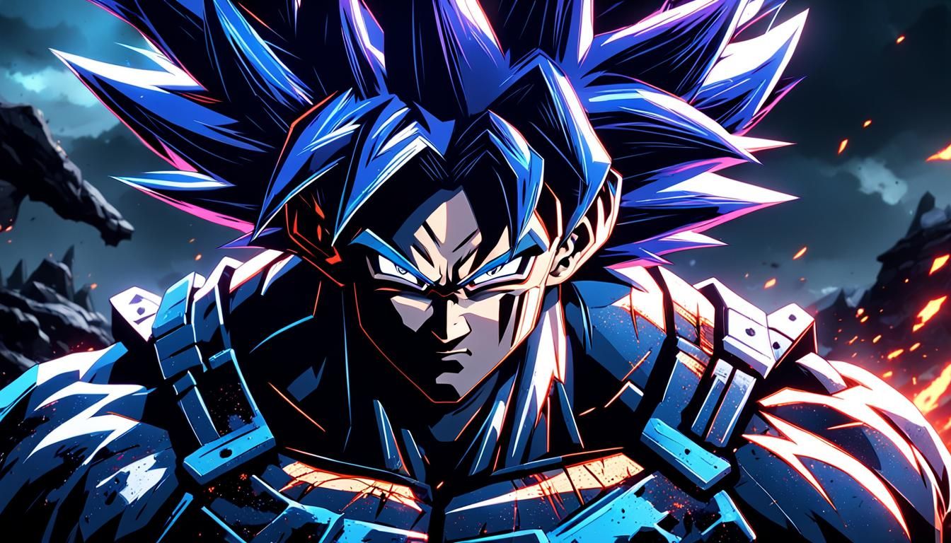 Dark Super Saiyan Goku in a Post-Apocalyptic Wasteland