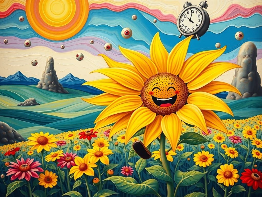 A cheerful, dancing sunflower