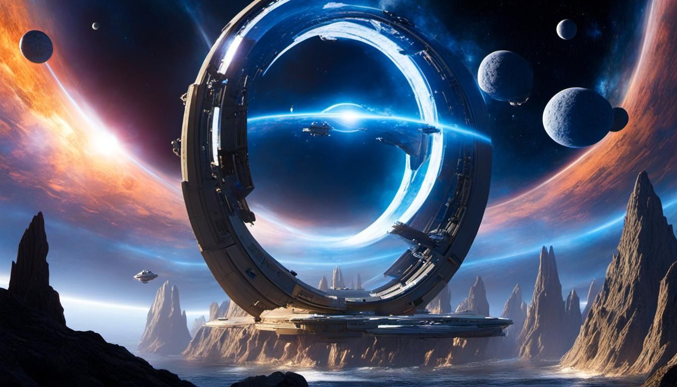 Sci-Fi Ringworld with Alien Ocean Fortress