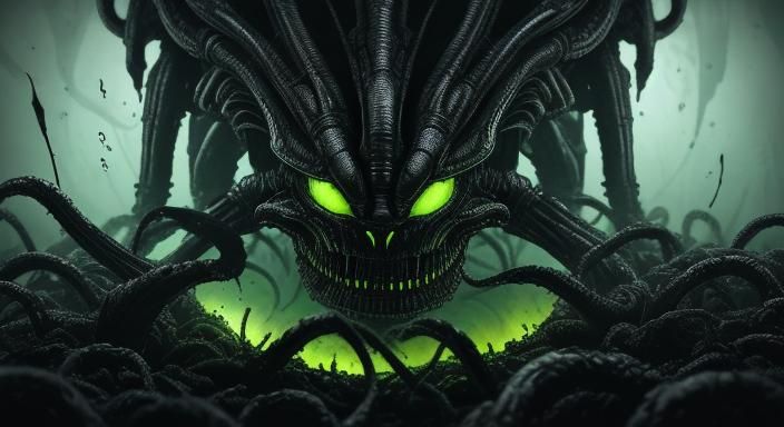 Giger-Inspired Bio-Mechanical Horror Cocoon