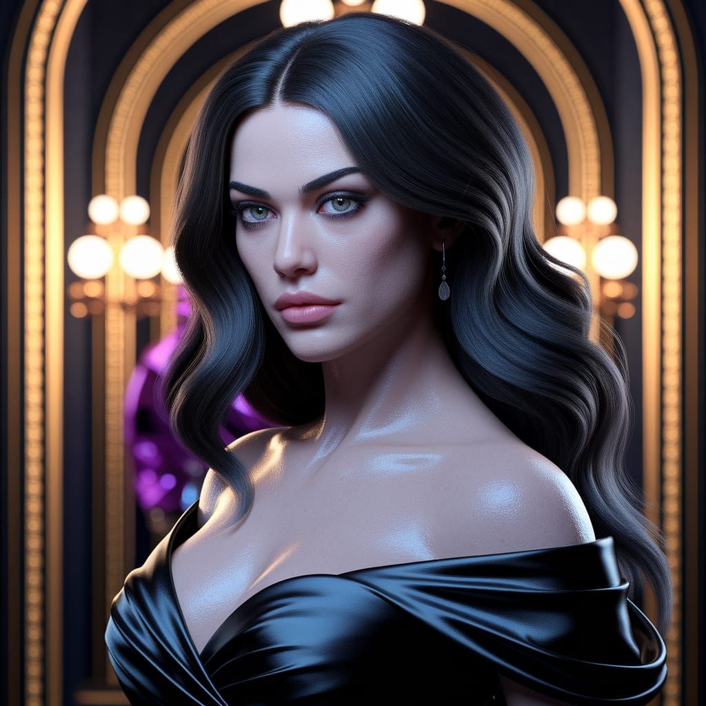 Aria Noir: Photorealistic Portrait in Vogue Style