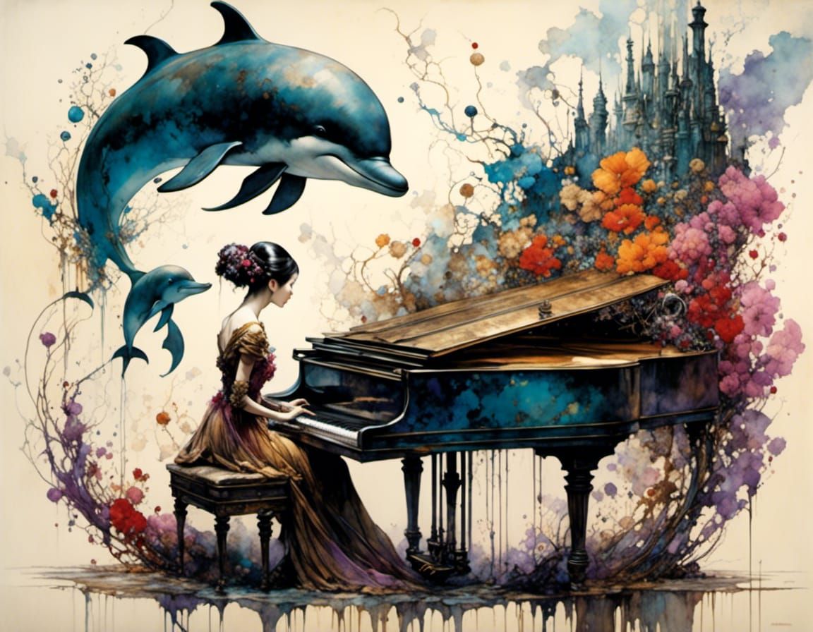 Animatronic Dolphin Jazz Musician with Fireworks