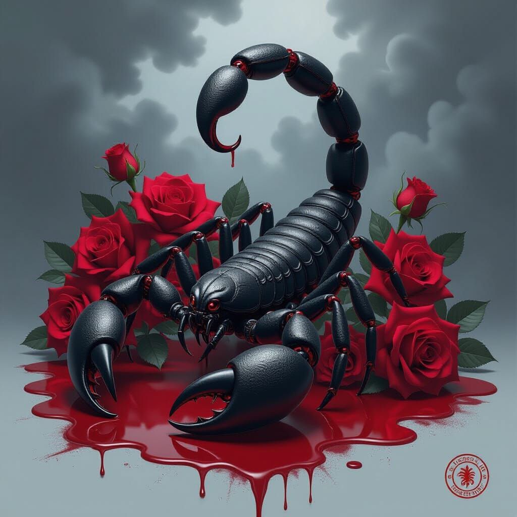 Scorpion and Roses in Photorealistic Concept Art