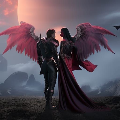 Vampire Embrace: Valkyrie Fantasy Art in Deep Color