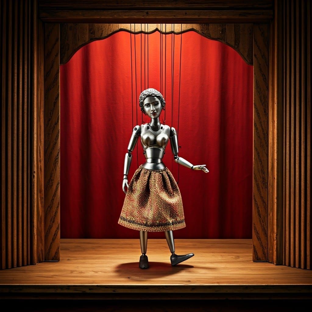 Metal Puppet on Marionette Stage