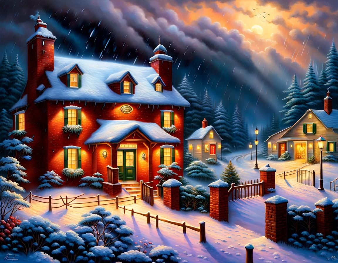 Rain Storm in Idyllic Digital Painting Style