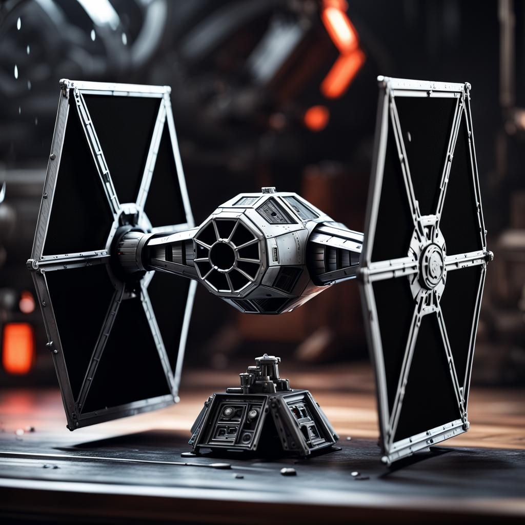 Ornate Star Wars Tie Fighter in Film Noir Lighting