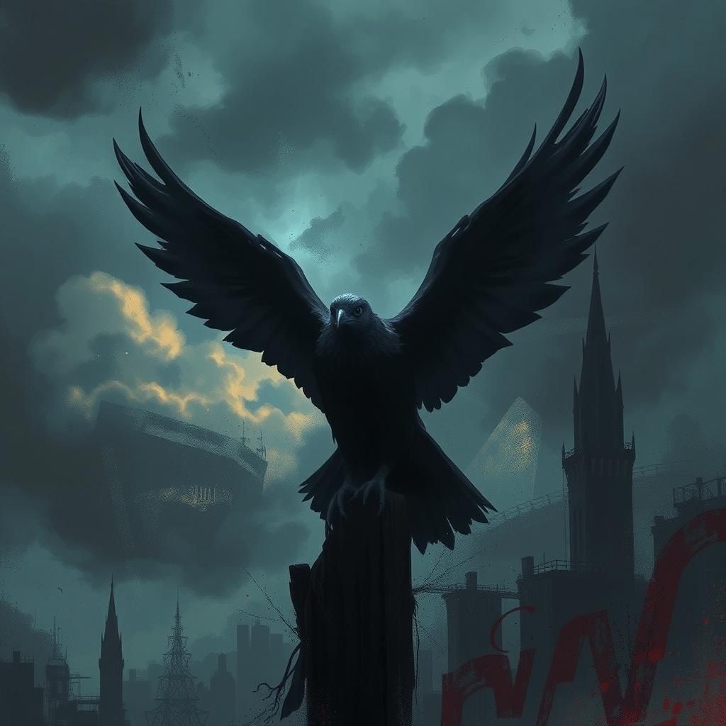 Ominous Dove in Gothic Cityscape
