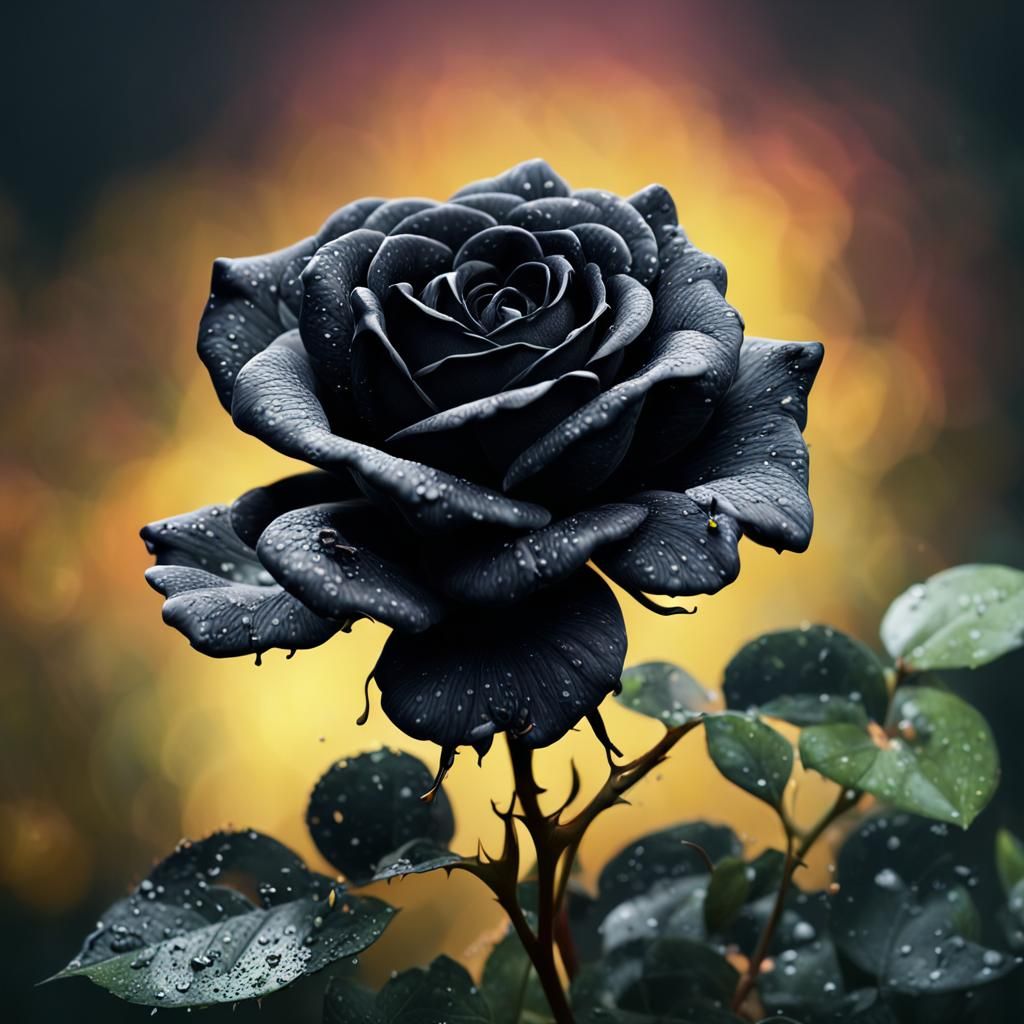 Dramatic Black Rose Among Cape Honeysuckle Flowers