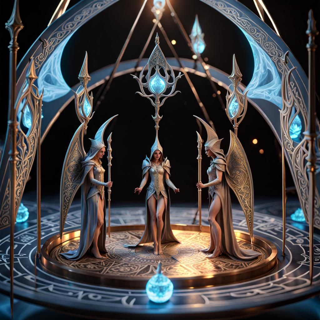 Elven Tarot Card Deck in Detailed 3D Render