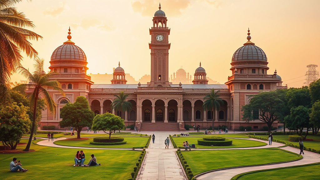 Aligarh Muslim University Campus at Sunset in Hyperrealism