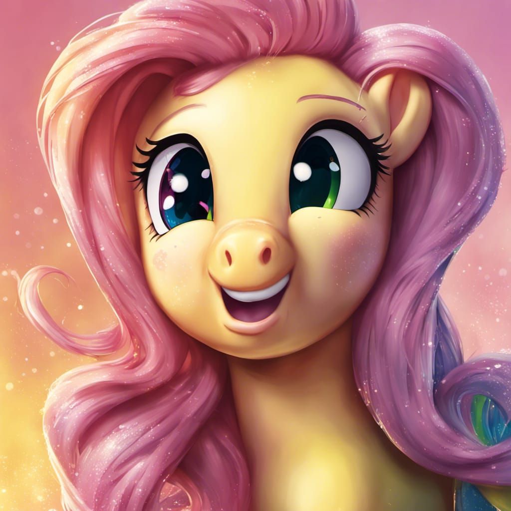 Hyperrealistic My Little Pony Fluttershy Splash Art