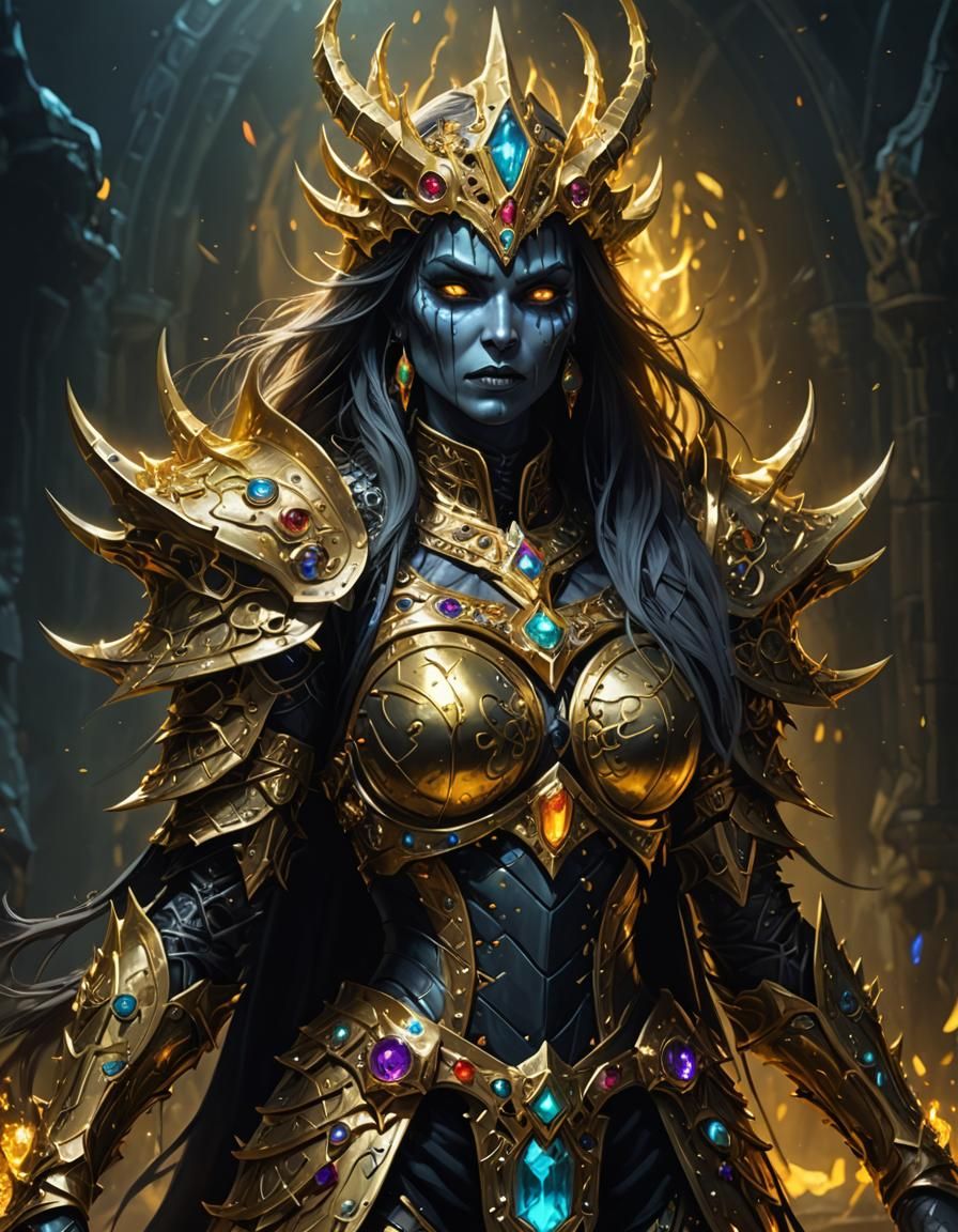 Undead Lich Queen in Golden Armor
