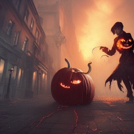 Pumpkin's Dark Fight: A Fantasy Concept Art