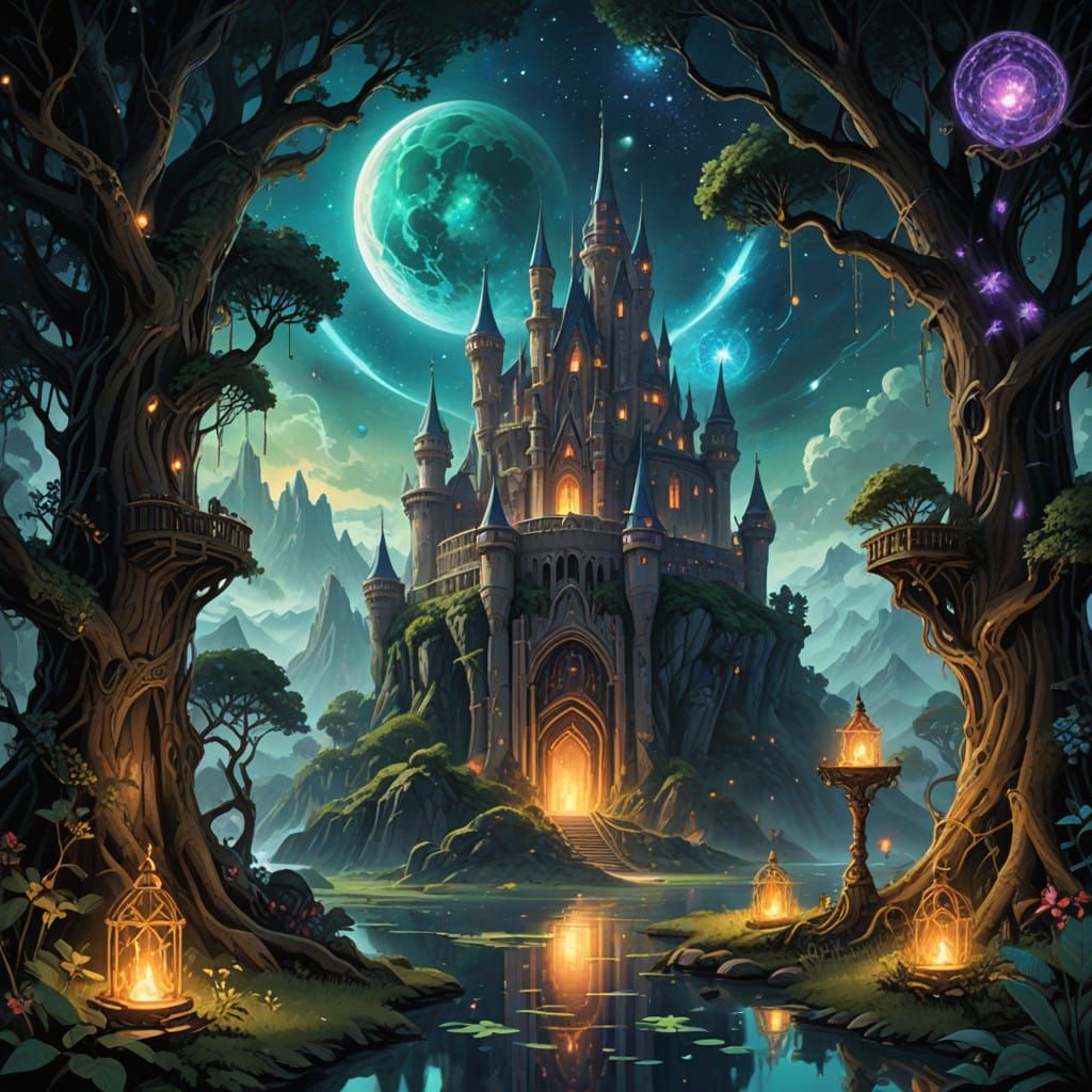 Vibrant Fantasy Realm of the Kronic Kingdom in Cosmic Style