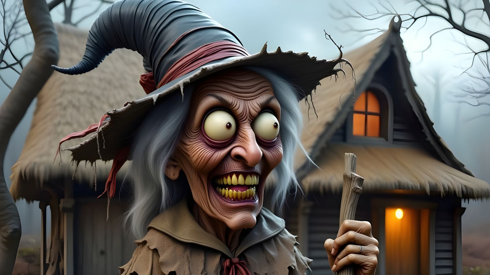 Elderly Witch in Grotesque Beauty