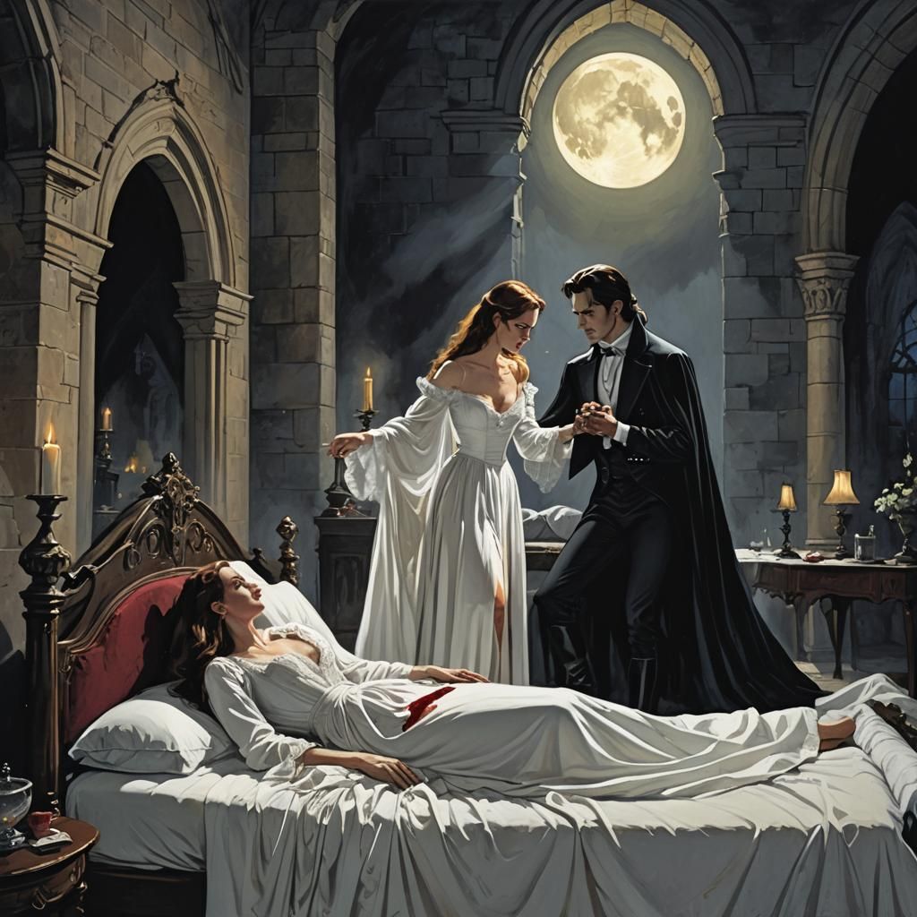 Vampire Introduces Women in Castle Bedroom: Cinematic Film S...